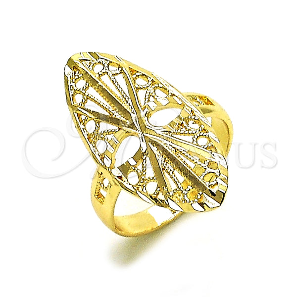 Anillo Elegante 01.233.0034.09 Oro Laminado, Diseño de File, Diamantado, Tono Dorado (Size 9)