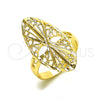 Anillo Elegante 01.233.0034.09 Oro Laminado, Diseño de File, Diamantado, Tono Dorado (Size 9)