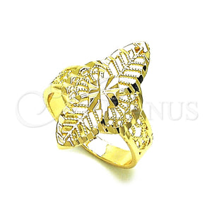 Anillo Elegante 01.233.0035.09 Oro Laminado, Diseño de Flor y Oja, Diamantado, Tono Dorado (Size 9)