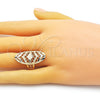 Anillo Elegante 01.233.0036.07 Oro Laminado, Diseño de Flor y Flecha, Diamantado, Tono Dorado (Size 7)