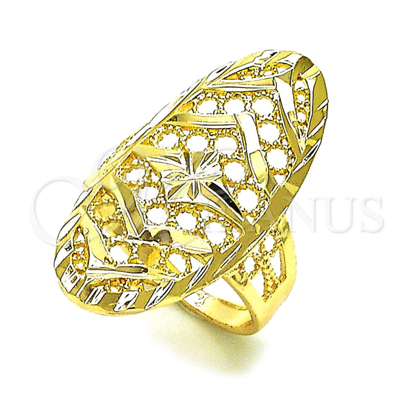 Anillo Elegante 01.233.0036.08 Oro Laminado, Diseño de Flor y Flecha, Diamantado, Tono Dorado (Size 8)