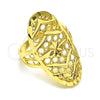 Anillo Elegante 01.233.0036.09 Oro Laminado, Diseño de Flor y Flecha, Diamantado, Tono Dorado (Size 9)