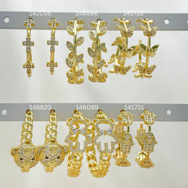 Kit Surtido de 25 Medias Argollas de Oro Laminado al por mayor — SKU 152810