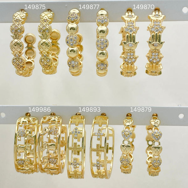 Kit Surtido de 25 Medias Argollas de Oro Laminado al por mayor — SKU 152811