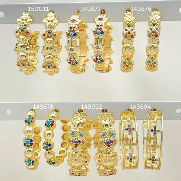 Kit Surtido de 25 Medias Argollas de Oro Laminado al por mayor — SKU 152812