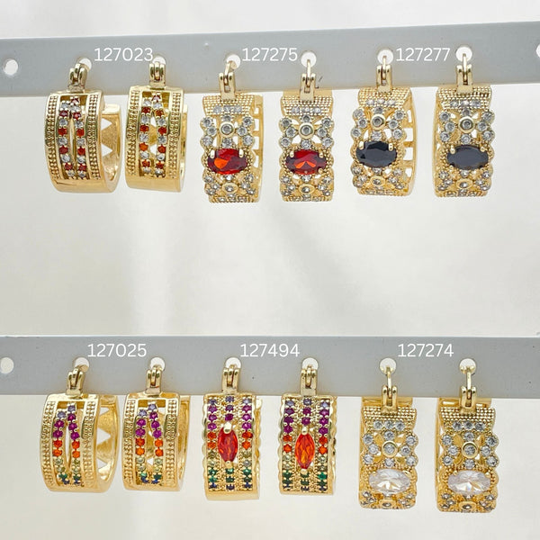 Kit Surtido de 30 Argollas Huggies con Zirconia de Colores de Oro Laminado al por mayor — SKU 152816