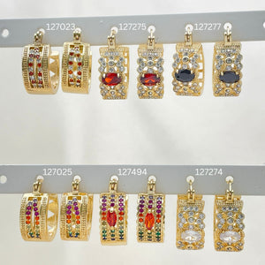 Kit Surtido de 30 Argollas Huggies con Zirconia de Colores de Oro Laminado al por mayor — SKU 152816
