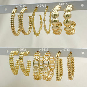 Kit Surtido de 25 Medias Argollas de Oro Laminado al por mayor — SKU 152820