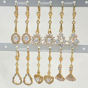 Kit Surtido de 30 Aretes Largos con Zirconia de Oro Laminado al por mayor — SKU 152821