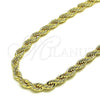 Gargantilla Basica 04.213.0207.30 Oro Laminado, Diseño de Rope, Pulido, Tono Dorado (07 MM Thickness, 30 Inches Length)