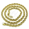 Gargantilla Basica 04.213.0207.30 Oro Laminado, Diseño de Rope, Pulido, Tono Dorado (07 MM Thickness, 30 Inches Length)