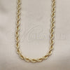 Gargantilla Basica 04.213.0207.30 Oro Laminado, Diseño de Rope, Pulido, Tono Dorado (07 MM Thickness, 30 Inches Length)