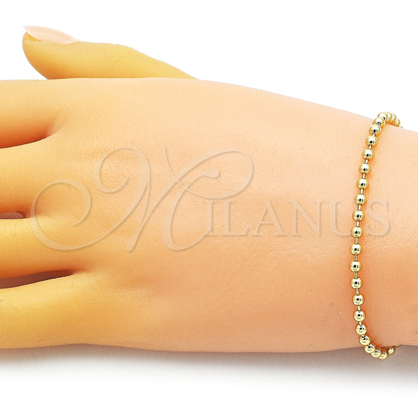Pulsera Elegante 04.341.0107.07 Oro Laminado, Diseño de Bola, Pulido, Tono Dorado (03 MM Thickness, 7 Inches Length)