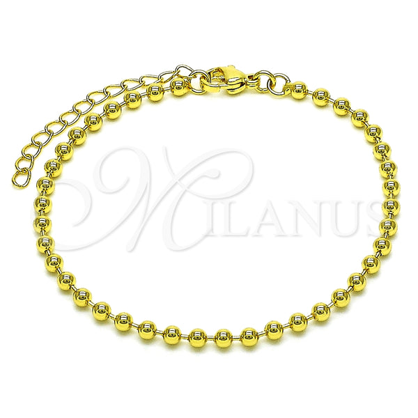 Pulsera Elegante 04.341.0107.07 Oro Laminado, Diseño de Bola, Pulido, Tono Dorado (03 MM Thickness, 7 Inches Length)