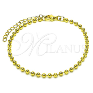 Pulsera Elegante 04.341.0107.07 Oro Laminado, Diseño de Bola, Pulido, Tono Dorado (03 MM Thickness, 7 Inches Length)