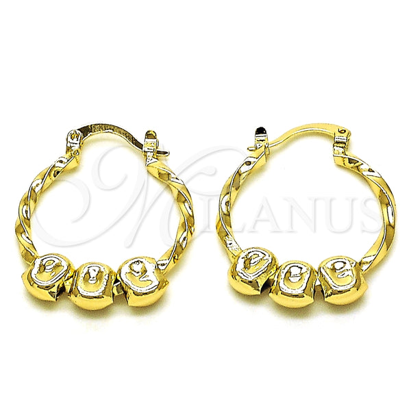 Argolla Pequeña 02.213.0487.25 Oro Laminado, Diseño de Torcido, Pulido, Tono Dorado