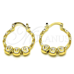 Argolla Pequeña 02.213.0487.25 Oro Laminado, Diseño de Torcido, Pulido, Tono Dorado