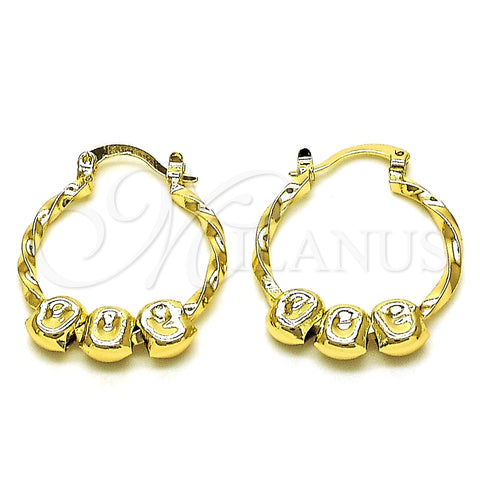 Argolla Pequeña 02.213.0487.25 Oro Laminado, Diseño de Torcido, Pulido, Tono Dorado