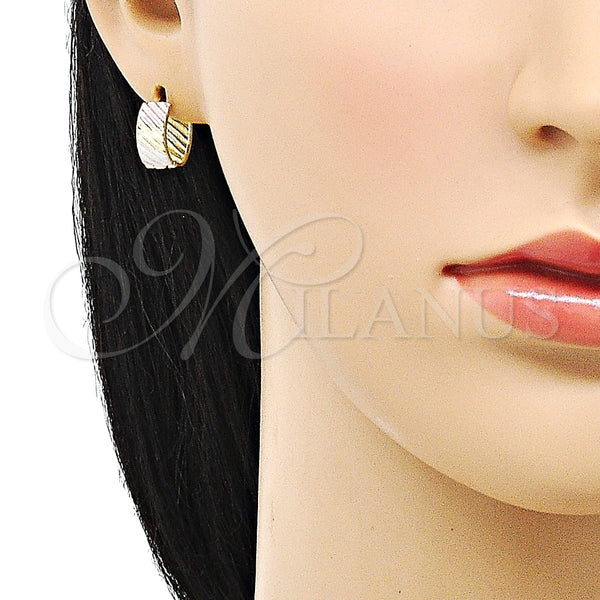 Argolla Huggie 02.213.0505.12 Oro Laminado, Diamantado, Tres Tonos