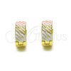 Argolla Huggie 02.213.0505.12 Oro Laminado, Diamantado, Tres Tonos