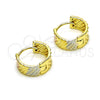 Argolla Huggie 02.213.0505.12 Oro Laminado, Diamantado, Tres Tonos