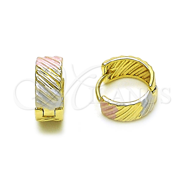 Argolla Huggie 02.213.0505.12 Oro Laminado, Diamantado, Tres Tonos