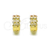Argolla Huggie 02.213.0506.12 Oro Laminado, Diseño de Corazón, Pulido, Tres Tonos