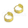 Argolla Huggie 02.213.0506.12 Oro Laminado, Diseño de Corazón, Pulido, Tres Tonos