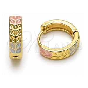 Argolla Huggie 02.213.0507.12 Oro Laminado, Diseño de Ãrbol, Pulido, Tres Tonos