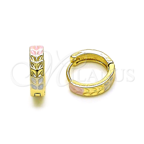 Argolla Huggie 02.213.0507.12 Oro Laminado, Diseño de Ãrbol, Pulido, Tres Tonos