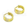 Argolla Huggie 02.213.0508.15 Oro Laminado, Diamantado, Tres Tonos