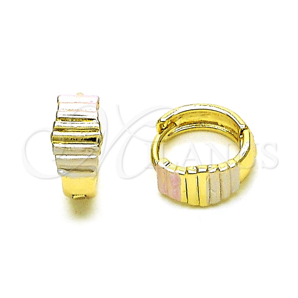Argolla Huggie 02.213.0508.15 Oro Laminado, Diamantado, Tres Tonos