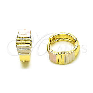 Argolla Huggie 02.213.0508.15 Oro Laminado, Diamantado, Tres Tonos