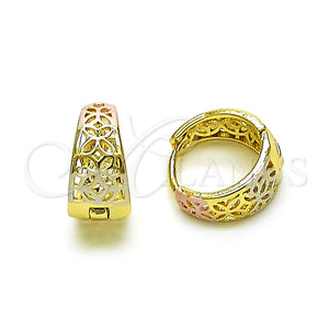 Argolla Huggie 02.213.0509.15 Oro Laminado, Diseño de Mariposa, Pulido, Tres Tonos