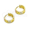 Argolla Huggie 02.213.0510.12 Oro Laminado, Pulido, Tres Tonos