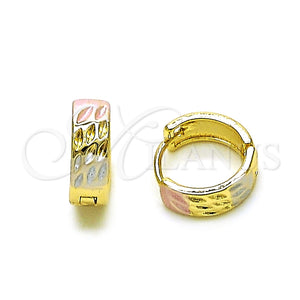 Argolla Huggie 02.213.0510.12 Oro Laminado, Pulido, Tres Tonos