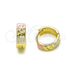 Argolla Huggie 02.213.0510.12 Oro Laminado, Pulido, Tres Tonos