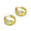Argolla Huggie 02.213.0512.15 Oro Laminado, Pulido, Tres Tonos