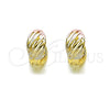 Argolla Huggie 02.213.0513.12 Oro Laminado, Diseño de Oja, Pulido, Tres Tonos