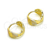 Argolla Huggie 02.213.0513.12 Oro Laminado, Diseño de Oja, Pulido, Tres Tonos