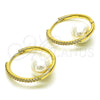 Argolla Huggie 02.213.0515.25 Oro Laminado, con Cristal Blanca y Perla Marfil, Pulido, Tono Dorado