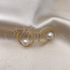 Argolla Huggie 02.213.0515.25 Oro Laminado, con Cristal Blanca y Perla Marfil, Pulido, Tono Dorado