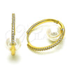 Argolla Huggie 02.213.0515.25 Oro Laminado, con Cristal Blanca y Perla Marfil, Pulido, Tono Dorado