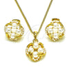 Juego de Arete y Dije de Adulto 10.379.0076 Oro Laminado, con Marfil Perla, Pulido, Tono Dorado