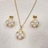 Juego de Arete y Dije de Adulto 10.379.0076 Oro Laminado, con Marfil Perla, Pulido, Tono Dorado