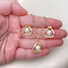 Juego de Arete y Dije de Adulto 10.379.0079 Oro Laminado, con Marfil Perla, Pulido, Tono Dorado