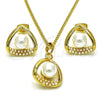 Juego de Arete y Dije de Adulto 10.379.0079 Oro Laminado, con Marfil Perla, Pulido, Tono Dorado