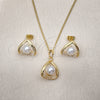 Juego de Arete y Dije de Adulto 10.379.0079 Oro Laminado, con Marfil Perla, Pulido, Tono Dorado