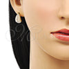 Arete Dormilona 02.379.0057 Oro Laminado, Diseño de Oja y Gota, con Marfil Perla, Pulido, Tono Dorado