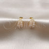 Arete Dormilona 02.379.0057 Oro Laminado, Diseño de Oja y Gota, con Marfil Perla, Pulido, Tono Dorado